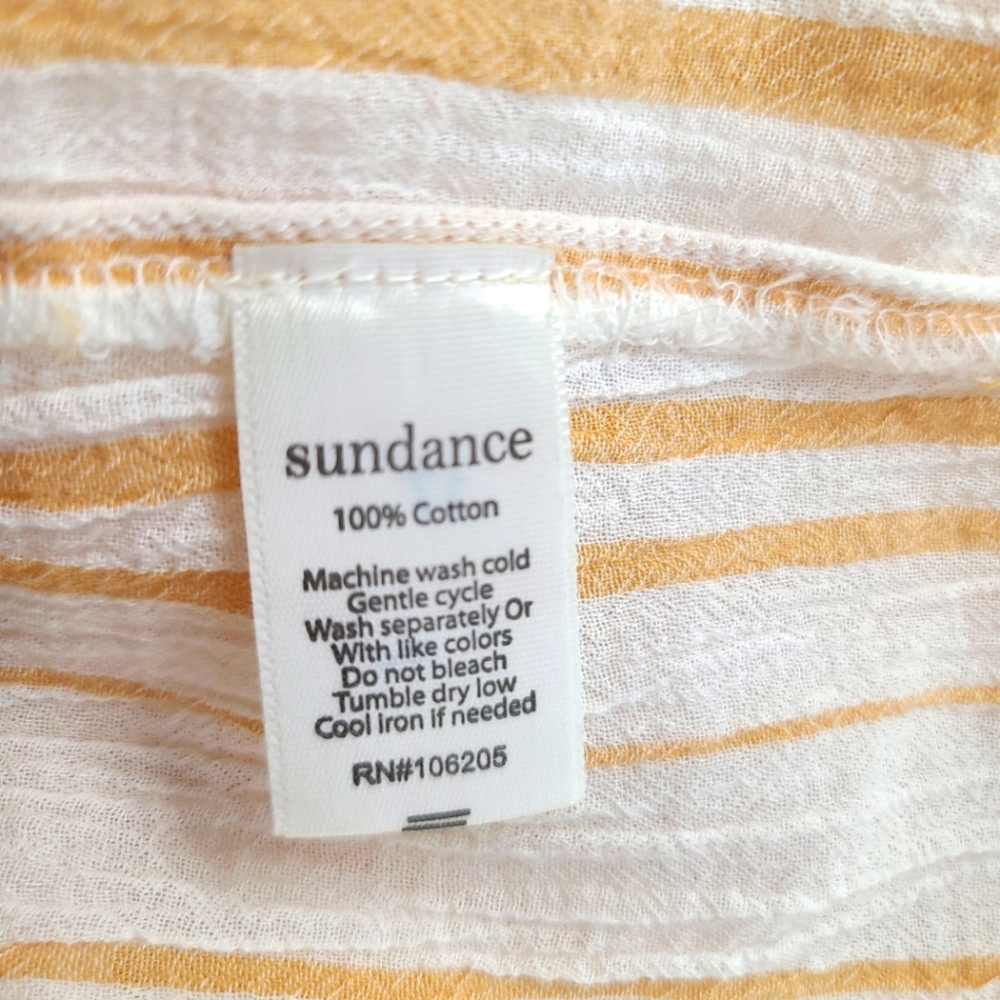 SUNDANCE Stripes Gauzy Cotton 100% Beachy Button Down Shirt NEW - Picture 5 of 9